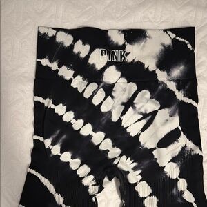 PINK Black and White Tie-Dye Leggings